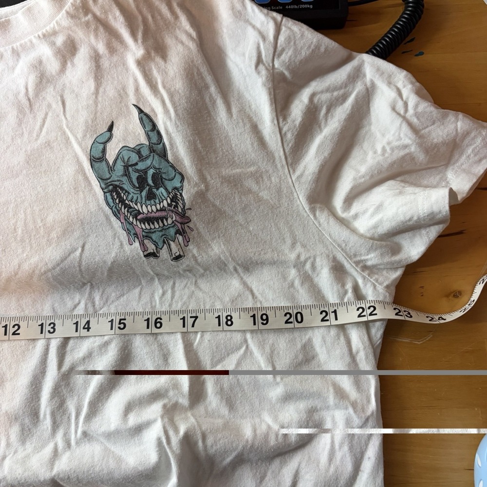 AllSaints Handy Crew Tshirt Size M Blue Monster Oversized Streetwear Skater Punk - Picture 6 of 7